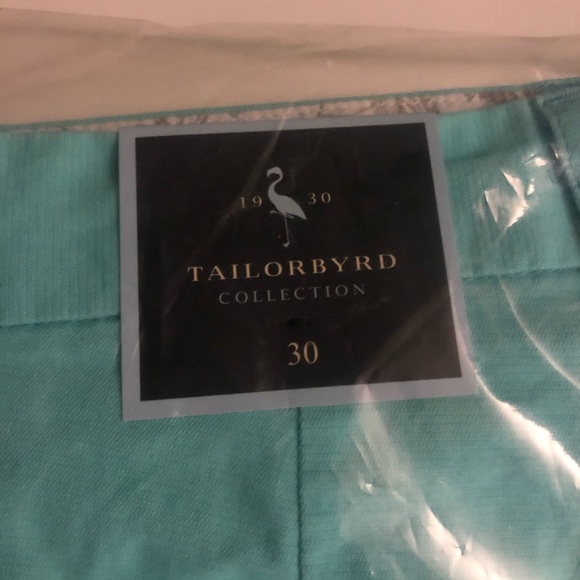 Men’s TailorByrd Dobby Shorts Blue Green Size 30 - Picture 2 of 5